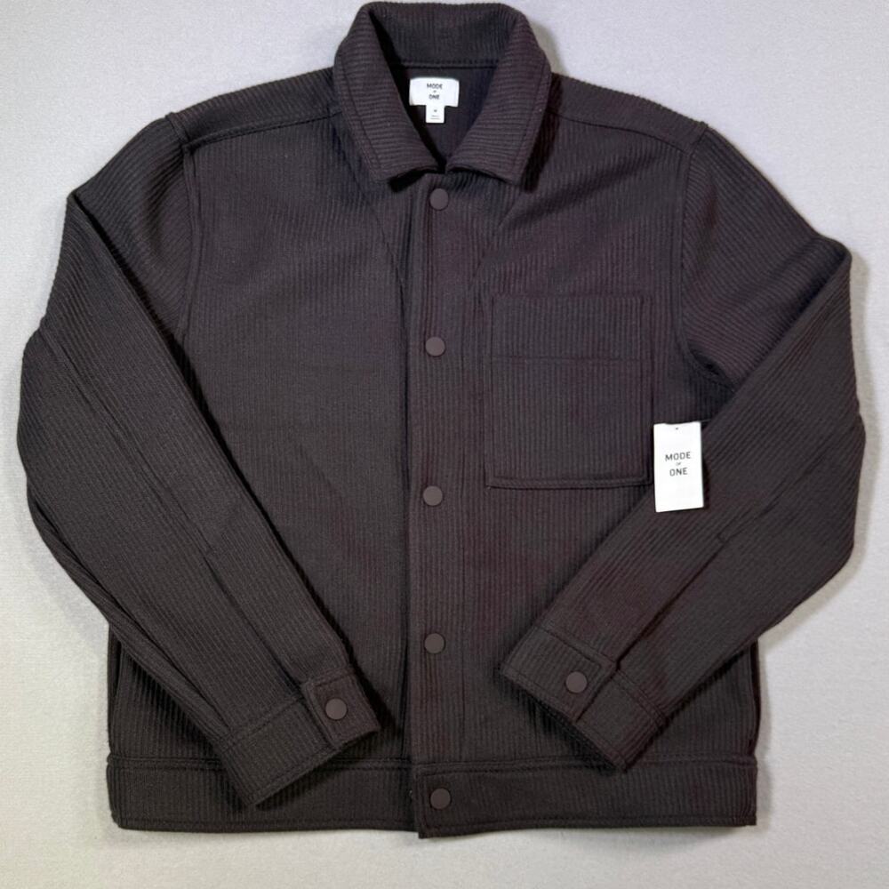 Mode of One Men's Long-Sleeve Knit Trucker JacketJet gray Medium $80